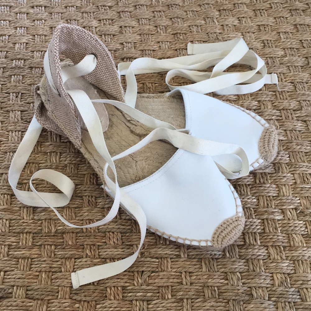 White lace up espadrilles